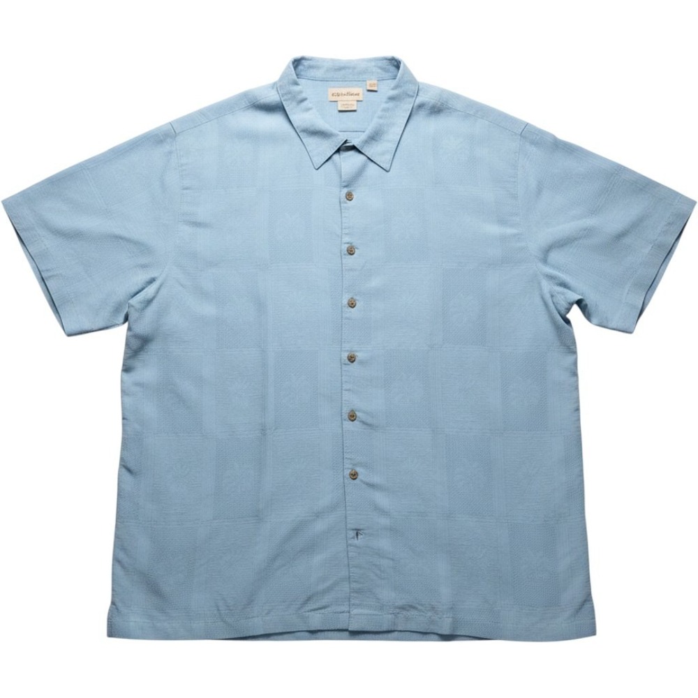 Caribbean Shirt Mens Big 4X Blue Solid Short Sleeve Camp Button-Up Casual Woven